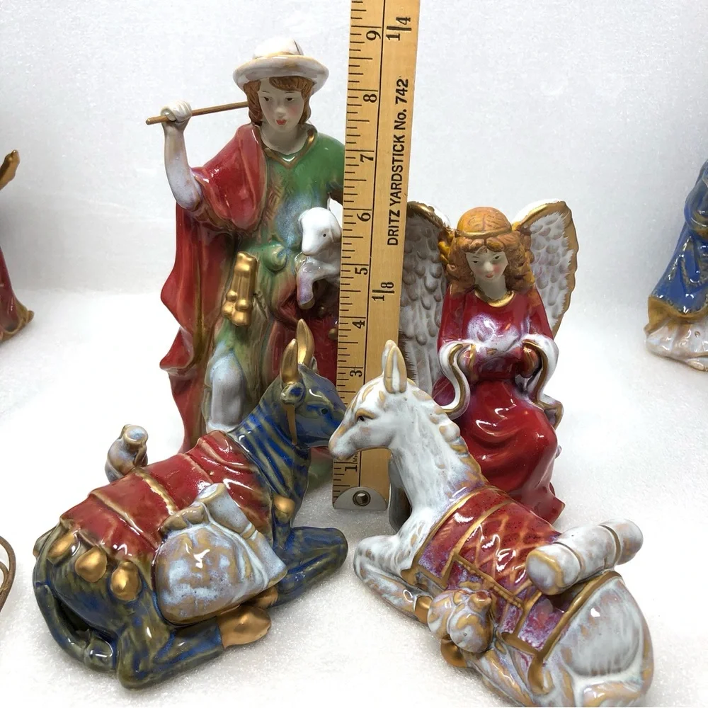 Classic Elements Ceramic Nativity Scene 10 Piece Set Plus Wire Gazebo - Picture 11 of 16